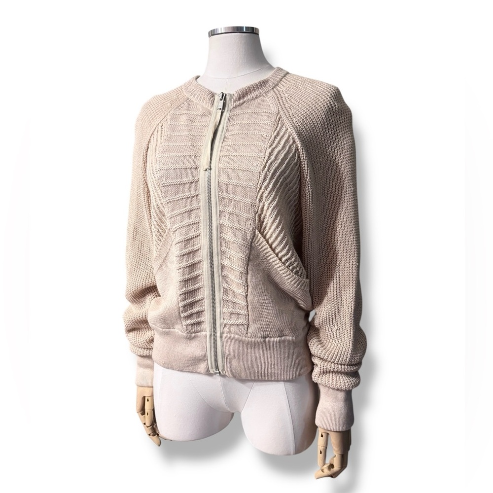MARC BY MARC JACOBS Linen Blend Open Knit Full Zip Cardigan